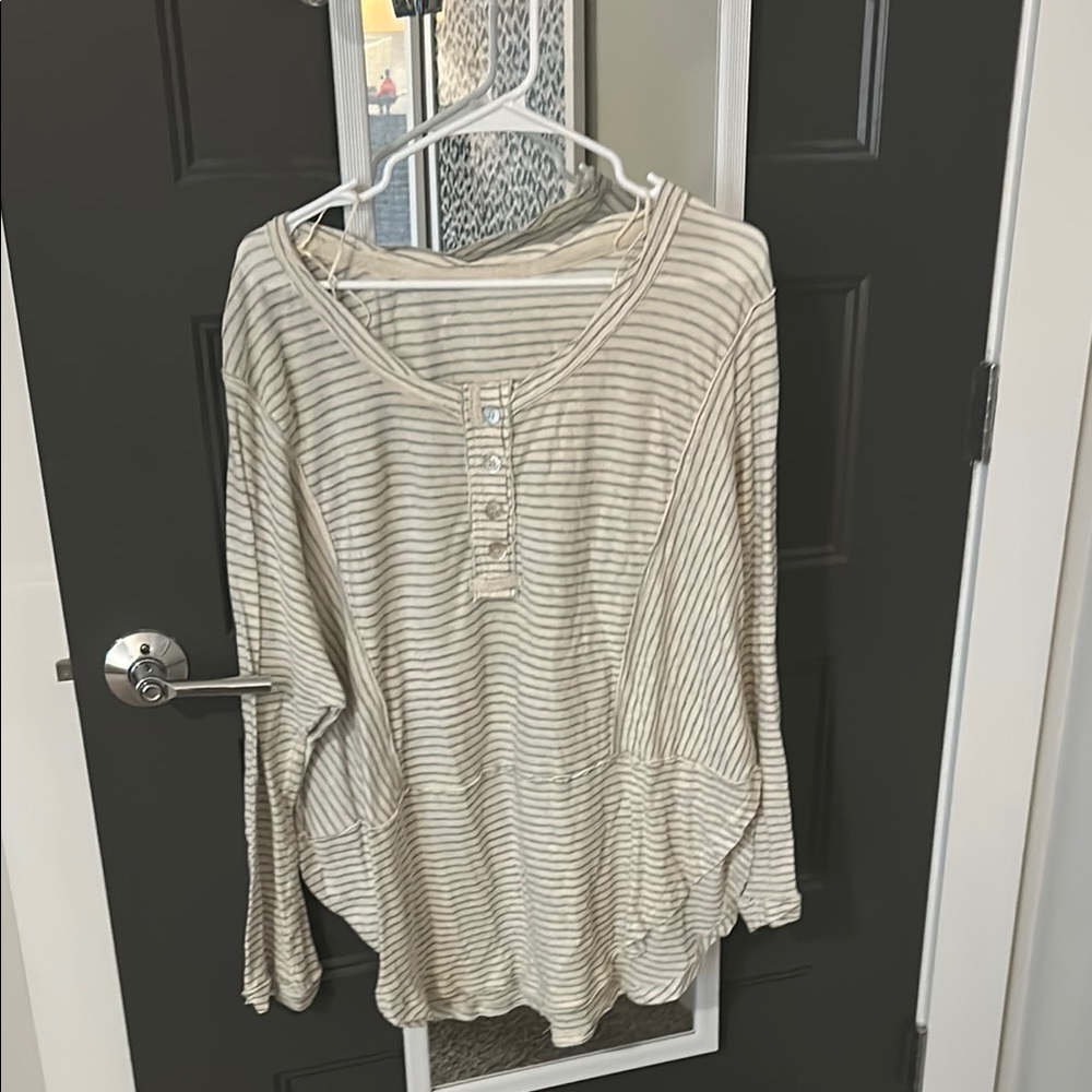 Free People Striped Cream Women's Top